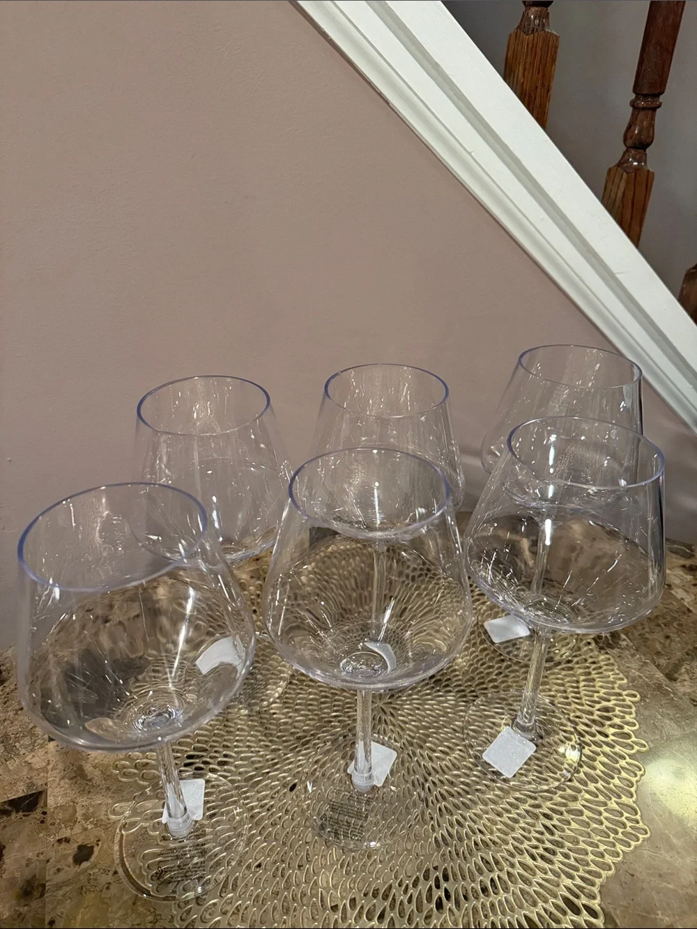 Pottery Barn Happy Hour Clear Acrylic Stemmed Wine Glasses - Set of 6